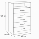 Ver imagem 5 de Cômoda 6 Gavetas com Nicho Aberto Armazenamento Compacta Multiuso Organizadora Cor Cinamomo Branco