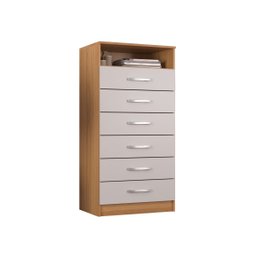Cômoda 6 Gavetas com Nicho Aberto Armazenamento Compacta Multiuso Organizadora Cor Cinamomo Branco - 1