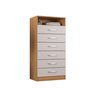 Cômoda 6 Gavetas com Nicho Aberto Armazenamento Compacta Multiuso Organizadora Cor Cinamomo Branco - 1
