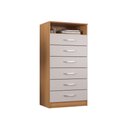 Ver imagem 1 de Cômoda 6 Gavetas com Nicho Aberto Armazenamento Compacta Multiuso Organizadora Cor Cinamomo Branco