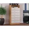 Cômoda 6 Gavetas com Nicho Aberto Armazenamento Compacta Multiuso Organizadora Cor Cinamomo Branco - 2