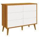 Ver imagem 4 de Jogo de Quarto Infantil Theo Guarda Roupa 3 Portas e Cômoda 6 Gavetas Branco/Savana com Pés