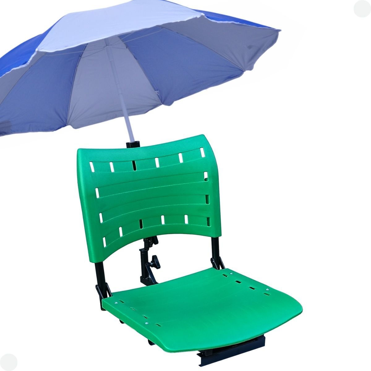 Cadeira para Barco Giratória Prática Dobrável com Suporte de Guarda Sol Verde