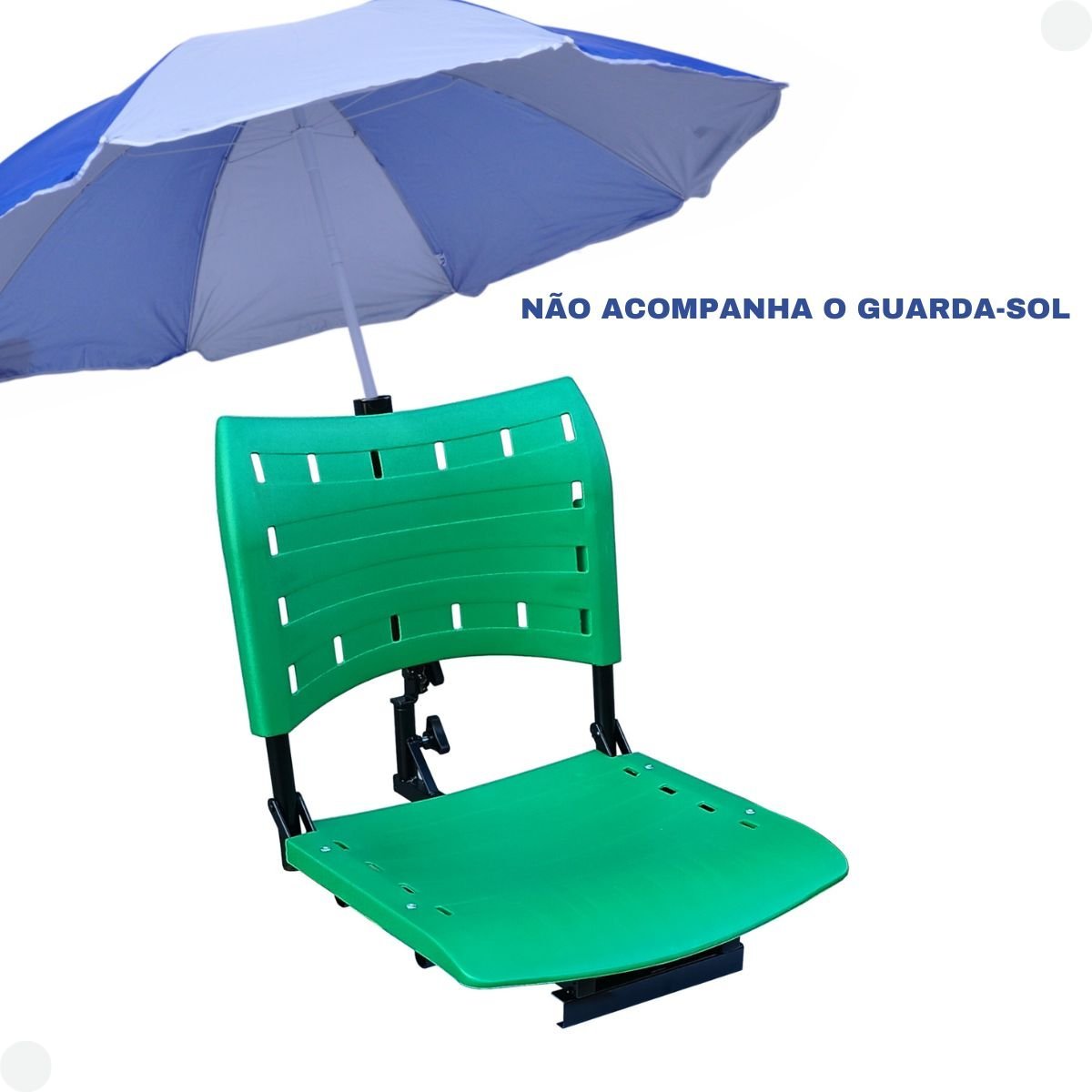Cadeira para Barco Giratória Prática Dobrável com Suporte de Guarda Sol Verde - 7