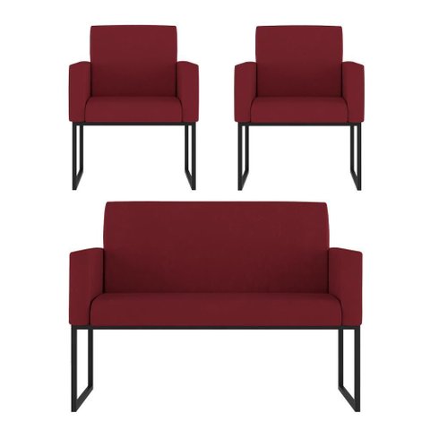 Kit Sofá 2 Lugares + 2 Poltronas para Recepção Sala Balaqui Cor:marsala Marsala