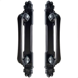 Puxador Duplo Mozart 215mm Preto Fosco Porta Pivotante Correr Passagem Madeira Vidro Colonial Clássi