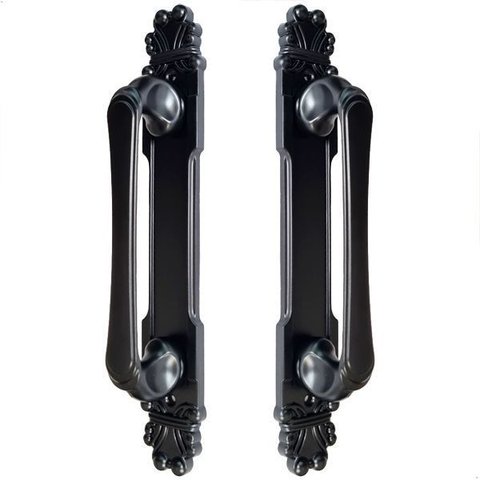 Puxador Duplo Mozart 215mm Preto Fosco Porta Pivotante Correr Passagem Madeira Vidro Colonial Clássi