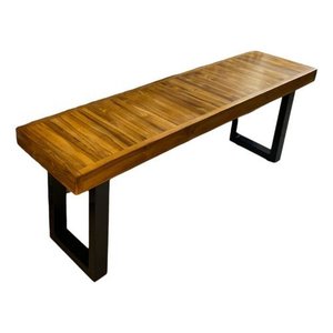 Banco Estilo Industria Tampo Madeira Maciça 120x30x45cm:marrom