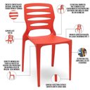 Ver imagem 3 de Kit 06 Cadeiras para Cozinha Área Gourmet Jardim Empilhável Larsen P03 Vermelho - Lyam Decor