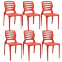 Ver imagem 1 de Kit 06 Cadeiras para Cozinha Área Gourmet Jardim Empilhável Larsen P03 Vermelho - Lyam Decor