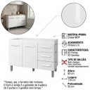 Ver imagem 2 de Balcão de Cozinha Bianca 1,20m 2 Portas 3 Gavetas Cor:branco
