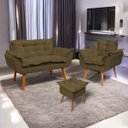 Ver imagem 1 de Kit Namoradeira Poltrona e Puff Decorativo para Sala Manicure Consultório Alice Suede