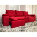 Ver imagem 4 de Sofá Retrátil e Reclinável 2,70m em Tecido Veludão C/pillow Nos Braços Athenas:vermelho/270cm