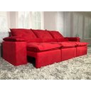 Ver imagem 2 de Sofá Retrátil e Reclinável 2,70m em Tecido Veludão C/pillow Nos Braços Athenas:vermelho/270cm