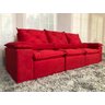 Sofá Retrátil e Reclinável 2,70m em Tecido Veludão C/pillow Nos Braços Athenas:vermelho/270cm - 5