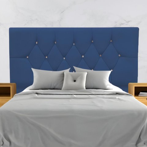 Cabeceira para Cama Casal Queen 160 Cm Rafaela e Frame Suede:azul Marinho