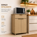 Ver imagem 3 de Balcão para Forno e Micro-Ondas 2 Portas 1 Gaveta com Rodízios Dourado - J Carvalho