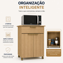 Ver imagem 6 de Balcão para Forno e Micro-Ondas 2 Portas 1 Gaveta com Rodízios Dourado - J Carvalho