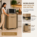 Ver imagem 5 de Balcão para Forno e Micro-Ondas 2 Portas 1 Gaveta com Rodízios Dourado - J Carvalho