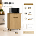 Ver imagem 4 de Balcão para Forno e Micro-Ondas 2 Portas 1 Gaveta com Rodízios Dourado - J Carvalho