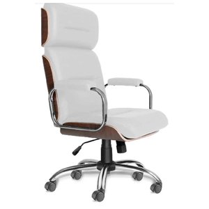 Cadeira Eames Wood Presidente Linha Capa em Madeira Branca Braços e Base Cromados