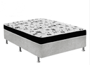 Ver imagem 1 de Cama Box Casal Suede Cinza + Colchão Casal Suede Preto Espuma 138x188x55