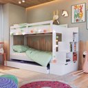 Ver imagem 2 de Treliche Infantil com Escada Nicho, Cama Auxiliar e 3 Colchões Branco - Completa Móveis