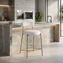 Ver imagem 1 de Banqueta Cozinha Média com Encosto Industrial Dourado Londres PU D03 - D'Rossi