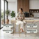 Ver imagem 3 de Banqueta Cozinha Média com Encosto Industrial Dourado Londres PU D03 - D'Rossi