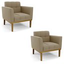 Ver imagem 1 de Kit 2 Poltronas Decorativas Karen Pés Fixo em Madeira Castanho Suede Nude G19 - Gran Belo