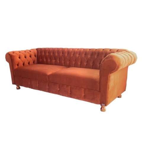 Sofá Chesterfield Luiz XV 1,80cm Suede Terracota sala de estar/recepção/ barbearia
