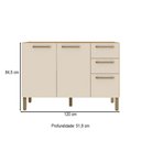 Ver imagem 4 de Balcão de Cozinha para Pia 120 Cm Mad Versalhes 3 Portas 2 Gavetas Freijó/soft - Kits Paraná