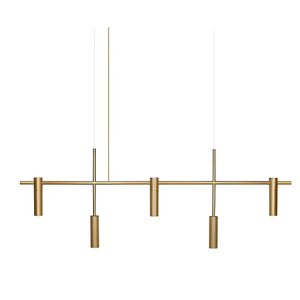 Pendente Moderno Luxo Tubular para 5 Mini Dicroicas (preludio5) 1,00m - Dourado