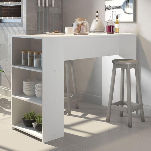 Bancada Balcão/Mesa de Cozinha 3 Prateleiras Menu Móveis Branco