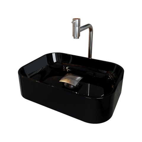 Cuba Pia Banheiro Oxford Torneira Inox Valvula Inox Click Preto Brilho