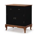 Ver imagem 1 de Balcão Buffet Aparador Florença 80cm 2 Portas 1 Gaveta Pés Luiz Xv - Laca Preto/ Imbuia