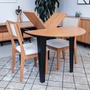 Ver imagem 3 de Conjunto Mesa de Jantar Extensível com 2 Cadeiras Encosto Tela 100% Mdf Preto Bege Dalla Costa