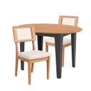 Ver imagem 2 de Conjunto Mesa de Jantar Extensível com 2 Cadeiras Encosto Tela 100% Mdf Preto Bege Dalla Costa