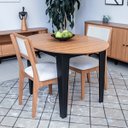 Ver imagem 1 de Conjunto Mesa de Jantar Extensível com 2 Cadeiras Encosto Tela 100% Mdf Preto Bege Dalla Costa