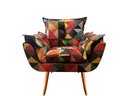 Ver imagem 5 de Kit Namoradeira + 2 Poltronas Decorativa Opala Suede Triângulo Pés Madeira Ms Decor