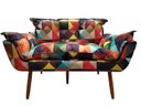 Ver imagem 2 de Kit Namoradeira + 2 Poltronas Decorativa Opala Suede Triângulo Pés Madeira Ms Decor