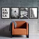 Ver imagem 1 de Kit 4 Quadros Rio de Janeiro - Gírias Carioca 33x24cm - com Vidro:moldura Preta