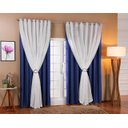 Ver imagem 1 de Cortina Voil Forro Blackout Tecido 5,00x2,60 Azul/branco