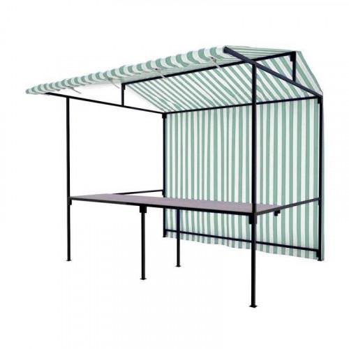 Lona CK300 6x2m Listrada Branca x Verde em Polietileno para Barraca De Feira 100% Impermeável