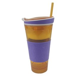 Copo Mágico 2 em 1 Antivazamento Infantil Kit 2 Und Canudo Compartimento Frutas Lanches - 5