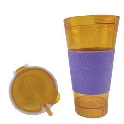 Copo Mágico 2 em 1 Antivazamento Infantil Kit 2 Und Canudo Compartimento Frutas Lanches - 4