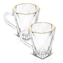 Ver imagem 1 de Jogo de Canecas de Café de Vidro Diamond Fio de Ouro 180ml 2 Peças - Lyor