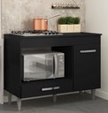 Ver imagem 1 de Balcão 105cm Para Cooktop  E Forno Microondas Carla Preto Fosco Ajl