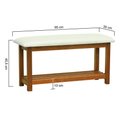 Ver imagem 6 de Banco Sapateira Viena Madeira Maciça - Amêndoa Assento Estofado Corano Bege