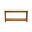 Ver imagem 2 de Banco Sapateira Viena Madeira Maciça - Amêndoa Assento Estofado Corano Bege